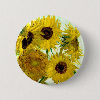 Vase with Twelve Sunflowers, Van Gogh Fine Art 6 Cm Round Badge