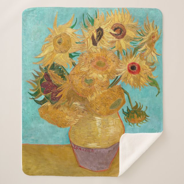 Vase with Twelve Sunflowers | Van Gogh | Sherpa Blanket (Front)