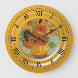 Vase with twelve sunflowers, Vincent van Gogh Large Clock