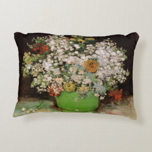 Vase with Zinnia Flowers by Vincent van Gogh Decorative Cushion