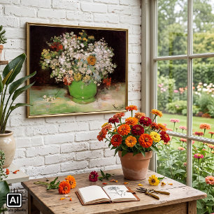Vase with Zinnia Flowers by Vincent van Gogh Poster
