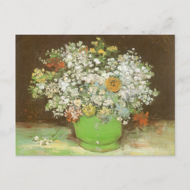 Vase with Zinnias and Flowers by Vincent van Gogh Postcard (Front)