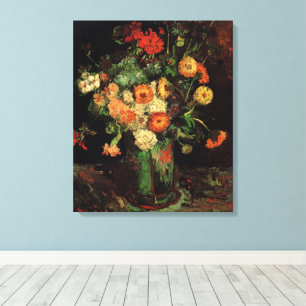 Vase with Zinnias and Geraniums, Vincent van Gogh Canvas Print