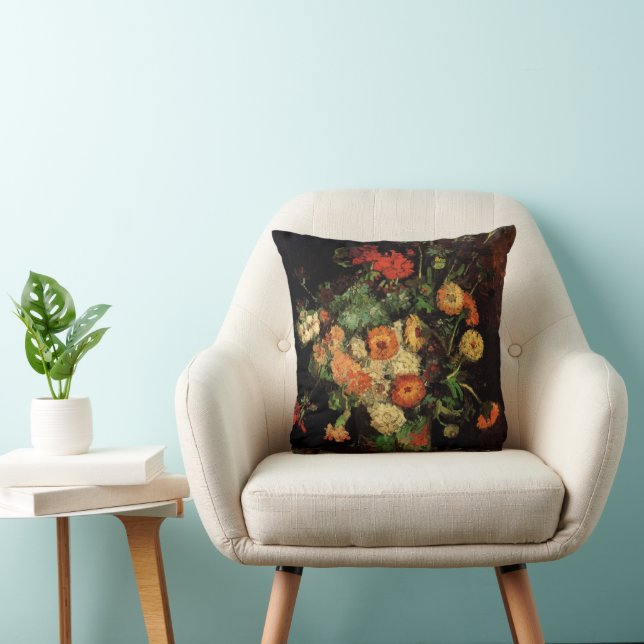 Vase with Zinnias and Geraniums, Vincent van Gogh Cushion (Chair)