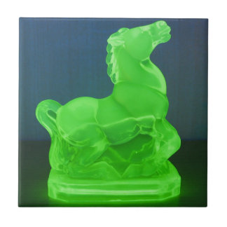 Vaseline glass horse tile
