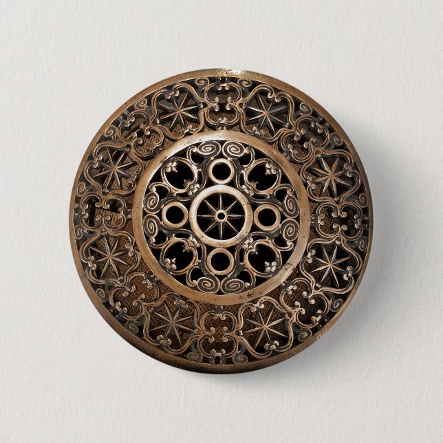 Vatican ancient metal bronze steampunk mysterious 6 cm round badge (Front)