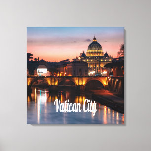 Vatican City At Night Roman Catholic Church Canvas Print