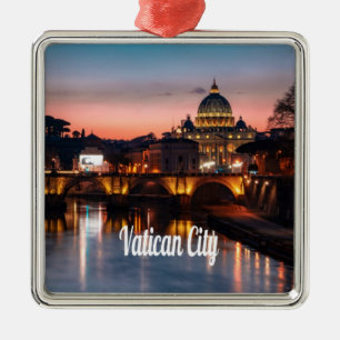 Vatican City At Night Roman Catholic Church Metal Tree Decoration