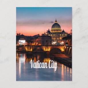 Vatican City At Night Roman Catholic Church Postcard
