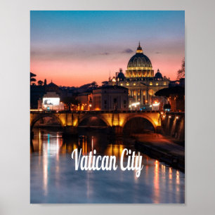 Vatican City At Night Roman Catholic Church Poster