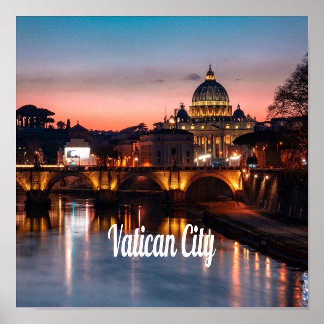 Vatican City At Night Roman Catholic Church Poster (Front)
