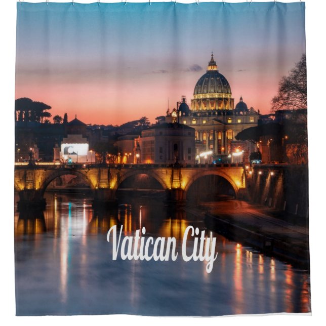 Vatican City At Night Roman Catholic Church Shower Curtain (Front)
