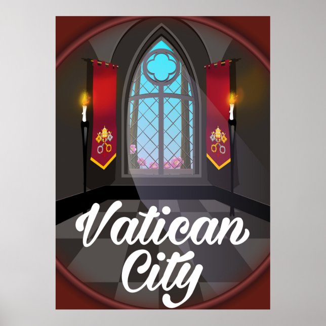 Vatican city cartoon travel poster (Front)