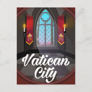 Vatican city cartoon travel poster postcard