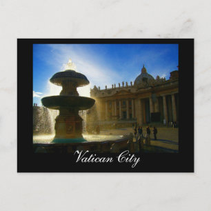vatican city fountain postcard