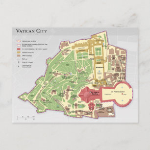 Vatican City Layout Diagram Map Postcard