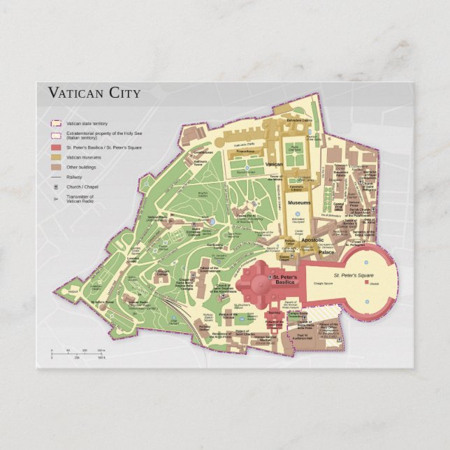 Vatican City Layout Diagram Map Postcard (Front)