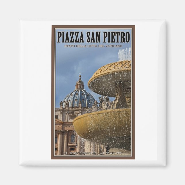 Vatican City - St Peters Square Fountain Magnet (Front)