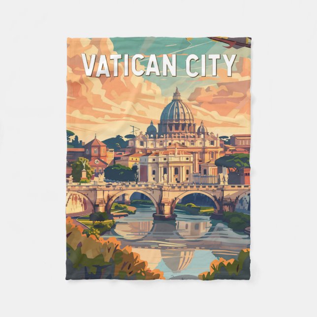 Vatican City Travel Art Vintage Fleece Blanket (Front)