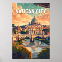 Vatican City Travel Art Vintage