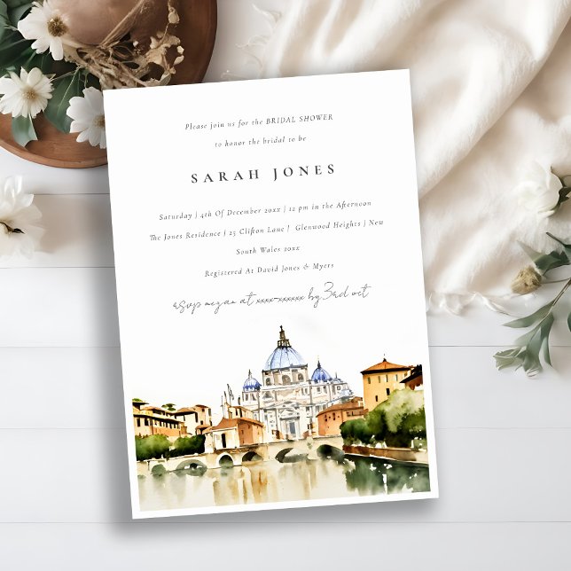 Vatican Dome Rome Italy Landscape Bridal Shower Invitation (Creator Uploaded)