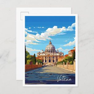 Vatican Italy Art Vintage Travel Illustration Postcard