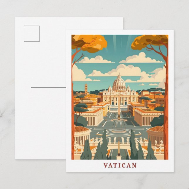 Vatican Rome Italy Elegant Art Vintage Travel Postcard (Front/Back)