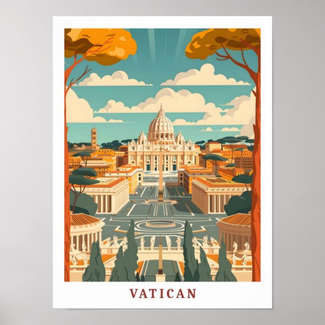 Vatican Rome Italy Elegant Art Vintage Travel Poster (Front)