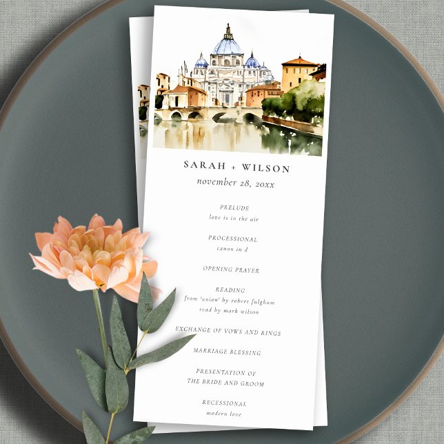 Vatican Rome Italy Landscape Wedding Program Invitation (Creator Uploaded)