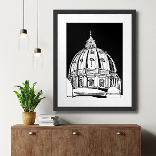 Vatican St Peter's Dome Rome Travel Poster