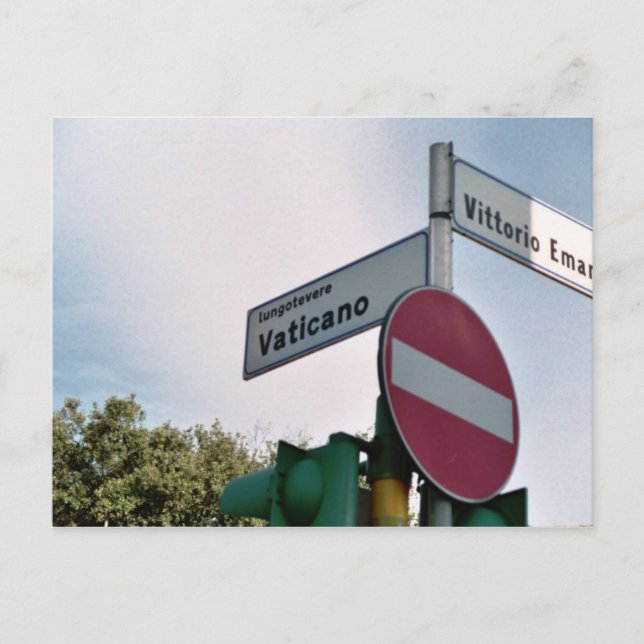 Vatican street sign postcard (Front)