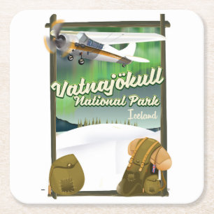 Vatnajökull National Park Iceland Square Paper Coaster