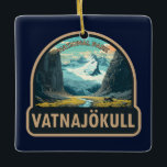 Vatnajokull National Park Iceland Travel Vintage Ceramic Ornament<br><div class="desc">Vatnajökull vector art design.  Defined by massive glaciers,  ice caves,  snowy mountain peaks,  active geothermal areas and rivers,  the region includes Jökulsárlón.</div>