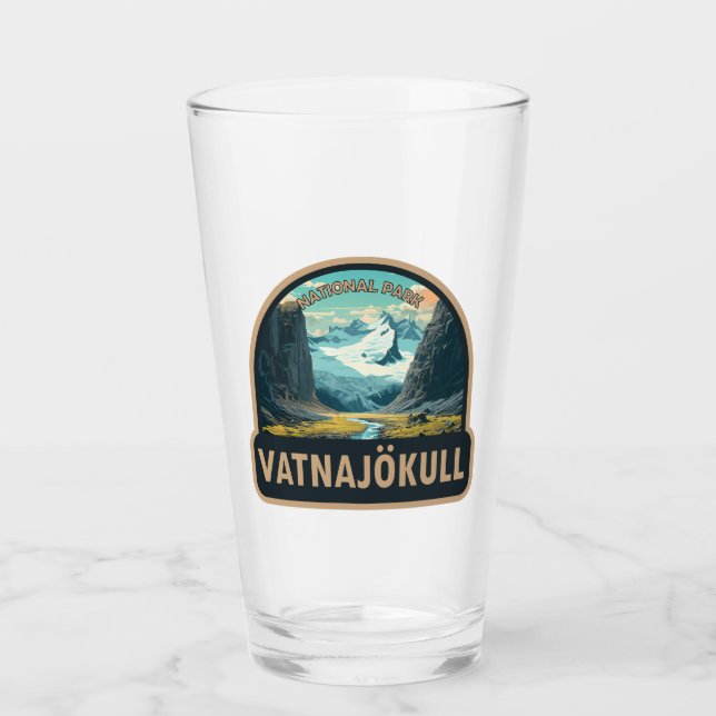 Vatnajokull National Park Iceland Travel Vintage Glass (Front)