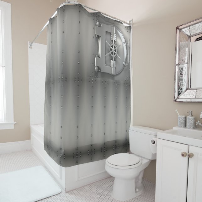 vault door silver shower curtain (In Situ)