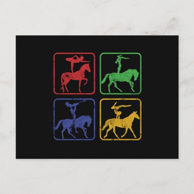 Vaulting Vintage Gymnast Horse Acrobats Gift Postcard (Front)