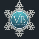 VB Virginia Beach on Blue Water Background Snowflake Pewter Christmas Ornament<br><div class="desc">VB Virginia Beach on Blue Water Background Snowflake Pewter Christmas Ornament  -</div>