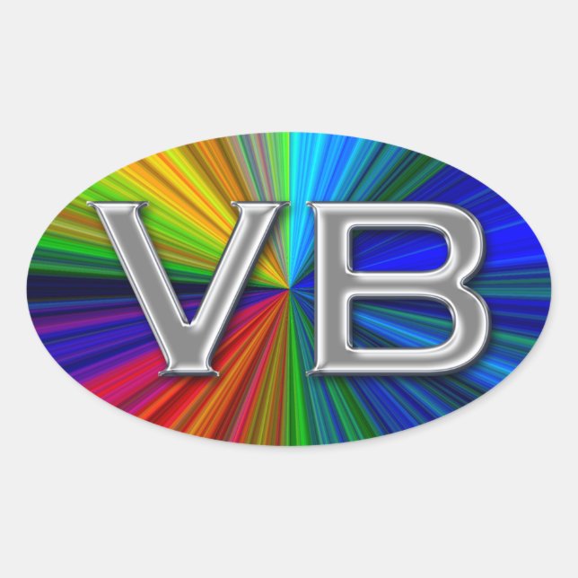 VB Virginia Beach Psychodelic Colours Oval Logo Sticker (Front)