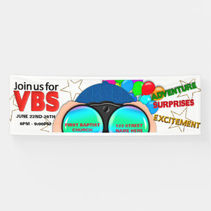 VBS Advertise Banner, Binoculars, Colourful Text Banner