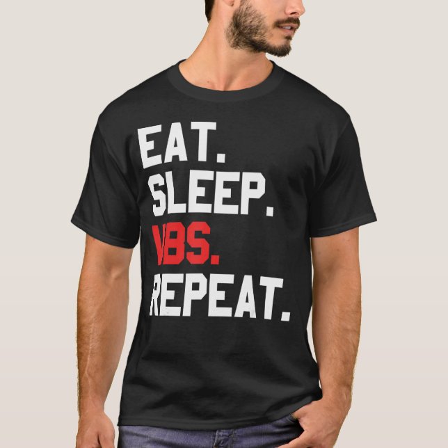 Vbs Eat Sleep Vbs Repeat Vacation Bible School Mat T-Shirt (Front)
