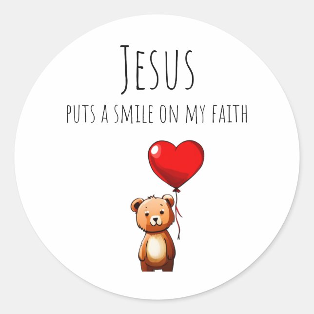 VBS Jesus puts a smile on my faith-round sticker (Front)