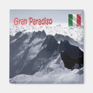 VDA035 GRAN PARADISO, the Peaks, Italy, Fridge Magnet
