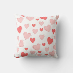 Vday Heart-Patterned Throw Pillow