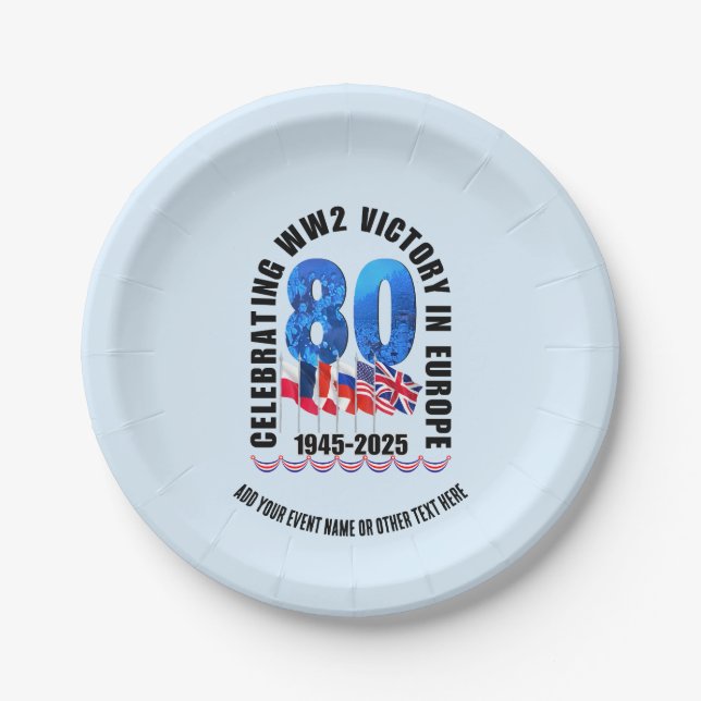 VE DAY 80th Anniversary Victory in Europe WW2 Paper Plate (Front)