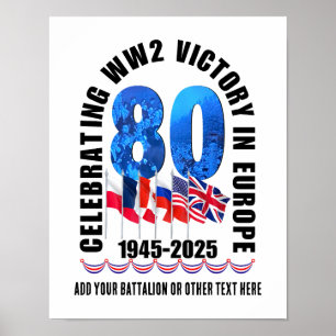 VE DAY 80th Anniversary Victory in Europe WW2 Poster
