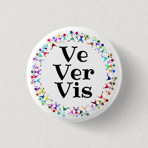 Ve Ver Vis Pronouns in Human Figures Circle 3 Cm Round Badge