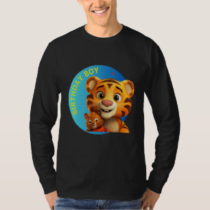 Vebyhogh Tiger Birthday Boy Blue Birthday Cat Tige T-Shirt