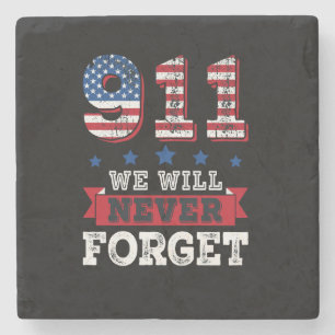 Vector 911 we will never forget t shirt stone coaster