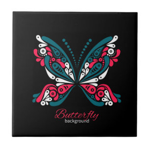 Vector background with beautiful butterfly. tattoo tile