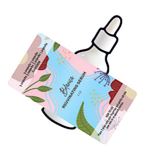 Vector Botanical Serum Dropper Bottle Labels